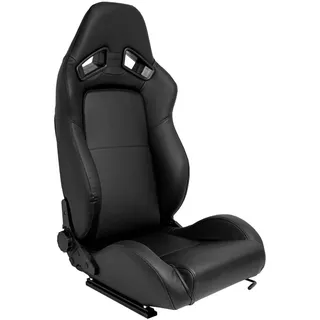 AUTO-STYLE Sportsitze 'LH' - Schwarz Kunstleder - Doppelseitig Verstellbare Rückenlehne - inkl. Laufschienen