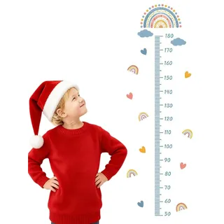 Kinder Messlatte Baby Messlatte Höhe Diagramm Größenmesser Kinder und Baby Regenbogen Höhenmesser Kinder Messleiste Wandtattoo Wanddeko Wandbild wandaufkleber für Kinderzimmer 180cm (Blau)