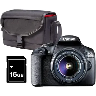 Canon EOS 2000d Kit Cámara Réflex 24,1mp WiFi NFC + Objetivo Ef-s18-55mm + Bolsa + Sd 16gb