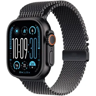 GPS + Cellular 49 mm Titangehäuse schwarz, Milanaise Armband schwarz L