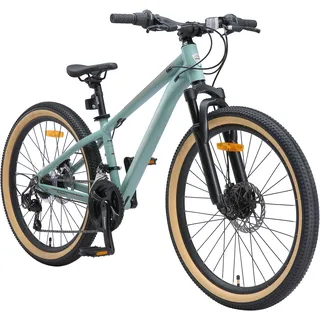 Bikestar Kinder Jugend Mountainbike 24 Zoll ab 9 Jahre | 21 Gang Hardtail MTB Sport Scheibenbremse Federgabel | Grün