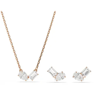 Swarovski Mesmera Set, Weißes und Rosé-vergoldetes Set aus Halskette und Ohrringen Zirkonia im Tropfen- und Oktagon-Treppenschliff, Länge Kette: 38-45 cm, Größe Ohrringe: 0.9 x 1.5 cm