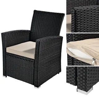 Garten Sessel Stuhl Polyrattan Gartenmöbel Balkon Sitzmöbel Rattansessel Schwarz