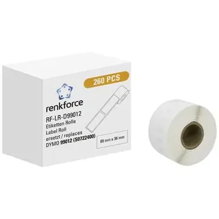 Renkforce Etiketten Rolle Kompatibel ersetzt DYMO DYMO 99012 89 x 36mm Papier Weiß 260 St. Permanen