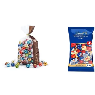 Lindt LINDOR Mischung - mit LINDOR Salted Caramel und 10 weiteren unendlich zartschmelzenden Sorten, 1.371 kg & Napolitains Mini Schokoladentafeln, Großpackung, 1 kg (inkl. Milch, Weiß, Nuss)