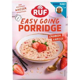 RUF Porridge Erbeer Vanille, Instant Haferbrei mit Erdbeer-Stückchen und Vanille, sommerliche Hafermahlzeit in 3 Minuten zubereitet, 1 x 65g Beutel