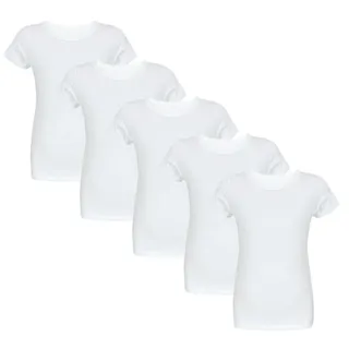 TupTam Unterhemden Jungen – 5er Pack Kurzarm Kinder Unterhemden, Baumwolle, Bequem & Atmungsaktiv, Farbe: Weiß, Größe: 140-146 - 140-146