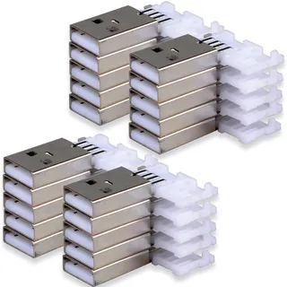 VISSQH 20 x USB 2.0 Typ A Stecker,löten USB Typ A stecker USB Stecker Typ A 4-polig Adapterstecker USB Typ A Adapter zum Löten für DIY