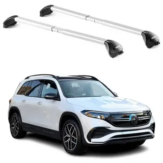 OMAC Dachträger Grundträger für Mercedes EQB X243 2021-2025 5 türig Alu Silber 2x ABE (2-St), Wasserbeständig,Abnehmbar,Multifunktional,Leichtgewichtig grau|silberfarben