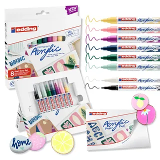 edding Acrylmarker Set 8 St. Blau/Schwarz/Silber/Mehrfarbig