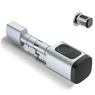 Türschloss Fingerabdruck, 5 en 1 Smart Türschloss mit Zahlencode RFID Schlüssel APP, Elektronisches Türöffner Haustürschloss, Verstellbarer Intelligenter Schließzylinder 60-90mm