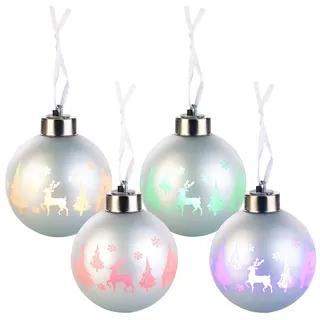 Lunartec Christbaumkugeln mit Farbwechsel-LEDs, Ø 8cm, 4er-Set