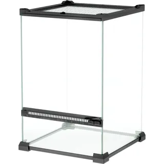 PawHut Terrarium aus Glas für Reptilien Vivarium 12 L Reptilienbox Reptilienaufzuchtbox mit Metallnetzdeckel, für Frösche, Schlangen, Schildkröten, 20 x 20 x 30 cm, Schwarz   Aosom