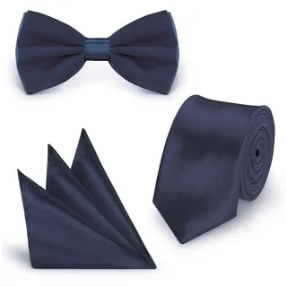 StickandShine Krawatte Krawatte Fliege Einstecktuch SET 3 Teilig Uni Polyester 5 cm Breite (Krawatte Fliege und Einstecktuch, Spar-SET, 3 Teilig) SET Uni blau SET (Krawatte,Fliege,Einstecktuch) 3 teilig