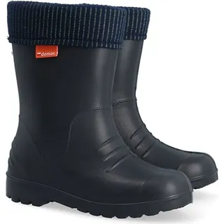 DEMAR Kinder Gummistiefel DINO Gefüttert Regenstiefel mit Einlage Ultraleicht Schwarz 26/27 - Schwarz - 26-27