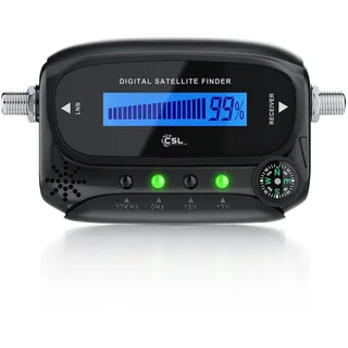 CSL - Digital Satfinder - Satelliten Finder Messgerät - LCD-Display - HD TV-fähig - mit integriertem Kompass und Tonausgabe - LEDs zur Anzeige der Receiver Einstellungen - auch für Astra 19.2 digital