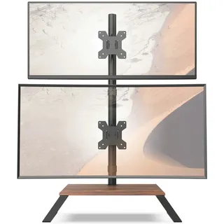 AOKCOS Monitorständer, (bis 27 Zoll, mit Regal & Abnehmbaren Metallfüßen & für 2 Bildschirme) schwarz