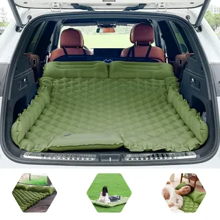 ONTYZZ Auto Matratze SUV Luftmatratze 2 Personen Luftbett für Reisen Camping Isomatte Selbstaufblasende Schlafmatten mit Fuß Pumpe & Kissen Aufblasbare Camping Bett 183 * 131 * 7CM