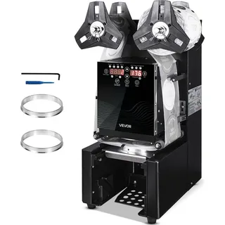 Vevor Becherversiegelungsmaschine, 500–650 Tassen/h, Verschließmaschine für 190 mm hohe & 90/95 mm große Tassen, Elektrischer Boba-Tee-Versiegeler mit LCD-Bedienfeld für Bubble Milk Tea Coffee