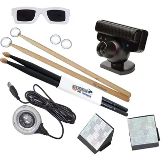 Aerodrums Air-Drumming Schlagzeug E-Drum mit PS3 Kamera + keepdrum Drumsticks 5BB Black