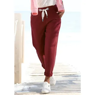 ELBSAND Sweathose "Brinja", Damen, Gr. XXL (44), N-Gr, weinrot, Sweatware, Obermaterial: 95% Baumwolle, 5% Elasthan, unifarben, figurumspielend lang, Hosen Sweathose, mit Taschen und breiten Kordeln, Jogginghose, lässige Passform, Topseller