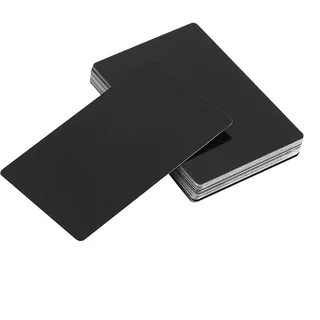 BOROCO Packung mit 50 blanko Visitenkarten, lasergravierte Visitenkarten, 0.22 mm Aluminium, glatt, Geschäftsbesuch, Namenskarten, runde Ecke(Schwarz)