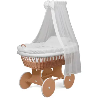 Waldin Stubenwagen-Set mit Ausstattung, XXL, Bollerwagen, komplett, 18 Modelle wählbar, Gestell/Räder, Stoffe weiß