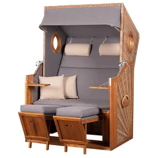 dekoVries GmbH deVries Strandkorb Trend 45 - PE walnut - Dessin 751 - inkl. Schutzhülle
