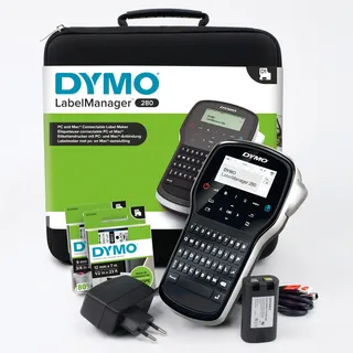 Dymo LabelManager 280 Etikettendrucker mit 2 Rollen D1+ Etiketten + Tragetasche