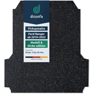 diconfa Pickupmatte - Modell + Dicke WÄHLEN - Antirutschmatte, 3mm - kompatibel mit Ford Ranger ab 2019-2022, Wildtrak - XL - XLT - Limited - Thunder - Wolftrak - Stormtrak - Wildtrack