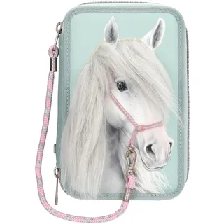 Miss Melody 3 Fach Federtasche mit Pferdekopf Applikation