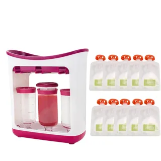 Quetschies Zum Selbstbefüllen, Que-tschies Zum Selbstbefüllen, Quetschies Station Mit 10 Quetschbeutel Wiederverwendbar, Quetschie Halter, Fruchtpüree Smoothies Babynahrungs Füller Zubereiter