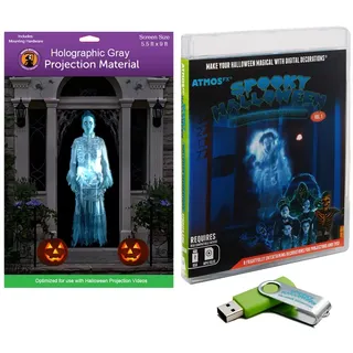AtmosFX Gruselige Halloween-Hollusion auf USB + 1,7 x 2,7 m | Bildschirm und Video im Lieferumfang enthalten