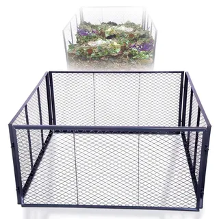 Novatool Komposter Garten-Komposter Metall 100x100x50 cm, mit erweiterbarem Stecksytem, pulverbeschichteter Metallkomposter mit 500 Liter Volumen, Draht