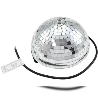 satisfire Spiegelkugel halb 20cm für Deckenmontage - Diskokugel Echtglas - inklusive Motor silber