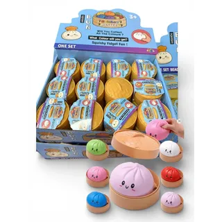 Squishy 1x Squeeze Dumplings Buns mit Box Anti Stress klein 5cm Quetschen Viraler Trend Geschenkidee Mystery Dumplings + Heartglobal Versandschutz