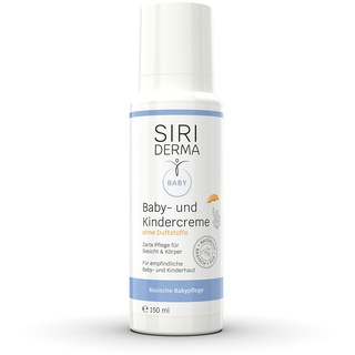 SIRIDERMA Basische Baby- und Kindercreme | Ohne Duftstoffe | 150 ml | Hautpflege bei sensibler, trockener und schuppender Haut | Auch bei Babyakne