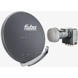 Fuba Sat Anlage 4 Teilnehmer | Satellitenschüssel Komplettset - DAA 850 A Sat-Schüssel 85cm Alu anthrazit + Fuba DEK 417 Quad LNB 4 Teilnehmer (DVB-