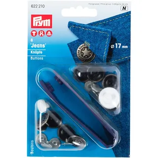 Prym 622210 Nähfrei-Jeans-Knöpfe American Star Messing 17 mm altsilber
