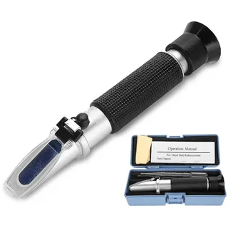 Refraktometer Honig 58-90% für Honigfeuchte, Brix und Baume,ATC-Handrefraktometer mit Aufbewahrungskoffer, Fokussiergriff, 12-27% Feuchtigkeit, Be' 38-43, 0,5%,Bienenzuchtbedarf