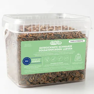 EntoZoo - Getrocknete Schwarze Soldatenfliegenlarven - Insektenfutter für Vögel, Hühner, Igel, Reptilien & Fische | ähnlich wie Mehlwürmer getrocknet| Hühnerfutter, Vogelfutter, Igelfutter - 1KG