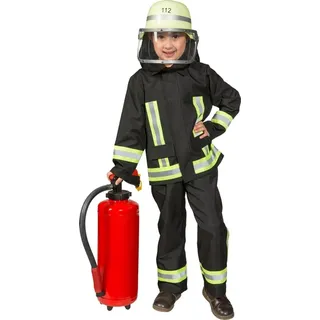 Feuerwehr Kostüm Samy für Kinder Uniform schwarz - Schwarz - 116