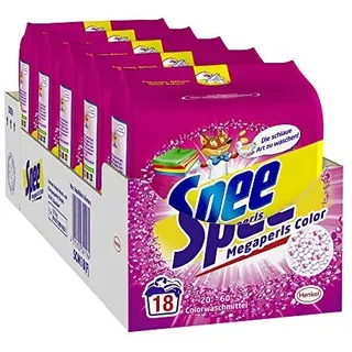 Spee, Megaperls Color 3+1, Colorwaschmittel, 90 (5 x 18) Waschladungen, Reinheit, Strahlkraft und Frische für deine Buntwäsche - zum schlauen Preis