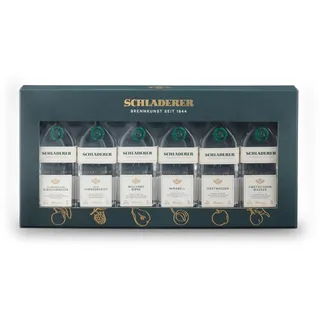 Schladerer Obstbrand Klassiker Mini Set mit Kirschwasser, Williams-Christ Birnenbrand, Himbeergeist, Zwetschgen- & Obstwasser - Obstbrände Geschenk-Set aus dem Schwarzwald (6 x 30 ml)