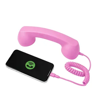 Retro Telefonhörer Type-C Audio-Handapparat mit klarem Klang | Mit Mikrofon Telefonhörer Für Handy Für Klassenzimmer, Schule, Halloween, Weihnachten, Videokonferenzen, Anrufe, Rosa