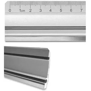 Aluminiumlineal mit Stahlkante 150cm - Alulineal mit Antirutschbeschichtung, Schneidelineal mit umlaufender Stahlkante