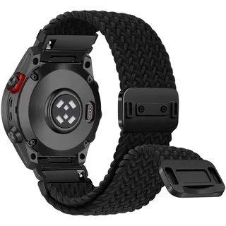 RanBluu QuickFit 22 mm Nylon Armband für Garmin Tactix 8 47mm/Descent G2/fēnix 8 47mm/fēnix E/Fenix 7, Geflochten Ersatzarmband, Elastisch Armbänder mit Magnetisch für Garmin Epix 2, Schwarz