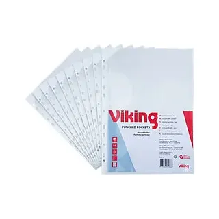 Viking Premium Prospekthülle DIN A4 Glasklar Transparent 110 Mikron PP (Polypropylen) 11 Löcher 25 Stück