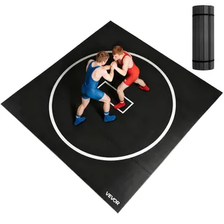 Vevor Kampfsportmatte 3 x 3 m für Workouts im Heim-Fitnessstudio, wasserfeste aufrollbare Trainingsmatten Fitnessmatte für Gymnastik Tatami Jiu-Jitsu MMA Judo Boxen, Sportmatte Yogamatte Schwarz