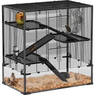 PawHut Zwerghamster-Käfig Stahl, gehärtetes Glas